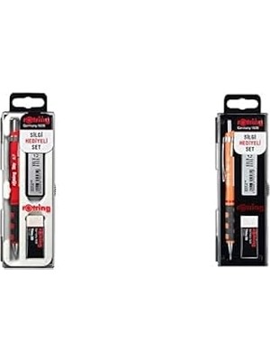 Nacario Rotring Tikky Mekanik Kalem Seti (Kırmızı + Neon Turuncu, 2x3'lü Set)