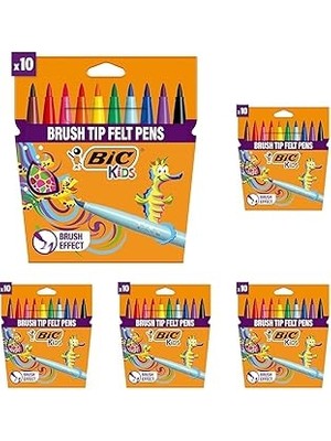 Nacario Bic Kids Visaquarelle Fırça Uçlu Boya Kalemi 10 Renk, Fırça Başlı Esnek Yumuşak Uç, Yıkanabilir