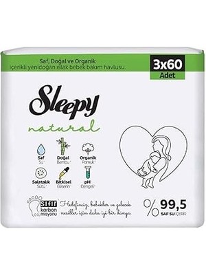 Nacario Sleepy Yenidoğan 60 Yaprak 3'lü Paket Islak Mendil
