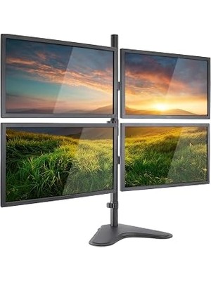 Nacario Ergoflex EF44 Steel 2-8 kg Quad Ekran Asansörlü 13-27INCH Desktop Monitör Standı, Siyah