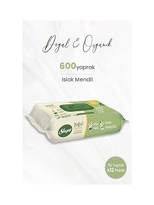 Nacario Sleepy Doğal & Organik Islak Mendil 50 Adet x 12 (600 Yaprak)