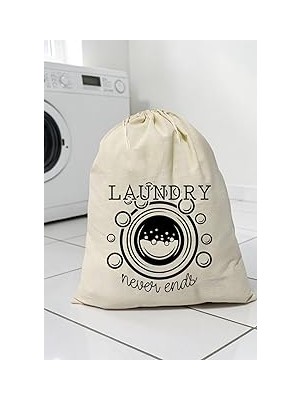Nacario Stonehill, Sade Tasarım Wash Desenli Ham Bez Kumaş Çok Amaçlı Kirli Çamaşır Torbası 40X50 (1 Adet)