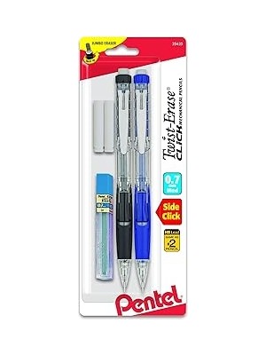 Nacario Pentel Twist Erase Click Otomatik Kalem, 2 Silgi Dolum Kurşun, 0,7 Mm, Çeşitli Variller, Renk De