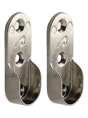 Nacario Askı Flanşı Oval Dolap Boru Sabitleme Kıyafet Elbise Askı Flanş Aparatı Krom 45 mm (2 Adet)