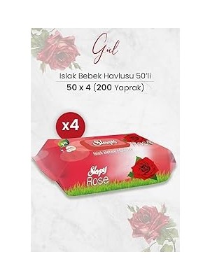 Nacario Sleepy Gül Kokulu Islak Bebek Havlusu 50 x 4 Adet (200 Yaprak)