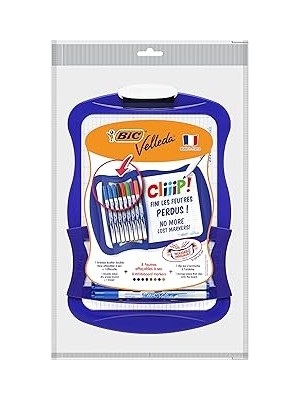 Nacario Bic 967444 Velleda Cliiip Set Beyaz Tahta (21 x 31 Cm) Silecek; 8 Silinebilir Marker -10'lu Set, Çe