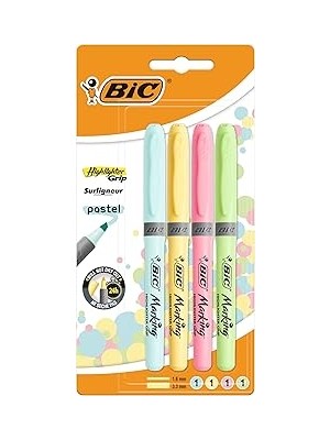 Nacario Bic Pastel Fosforlu Kalem, 4 Farklı Pastel Renkte, Çizgi Kalınlığı: 1,6 mm – 3,3 Mm, Kuruma Korumal