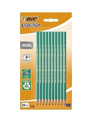 Nacario Bic Evolution Kurşun Kalem, 10'lu Blister, Kıymık Oluşturmaz, Çiğnemeye Karşı Dayanıklı, Kolay Açıl