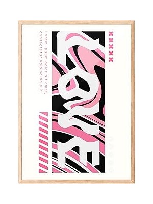 Nacario Zestia Ahşap Çerçeveli Tablo, Love Yazısı, Pembe Tonlar, Dikey Tipografi Poster No: 107657 30 x 40
