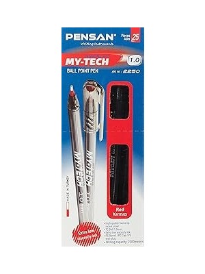 Nacario Pensan 1,0 mm My-Tech Tükenmez Kalem 25LI Kırmızı - PE02250TKKI25
