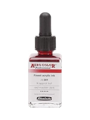 Nacario Schmincke Aero Color Professional Akrilik Airbrush Mürekkebi 28 ml 301 Red Madder Dark