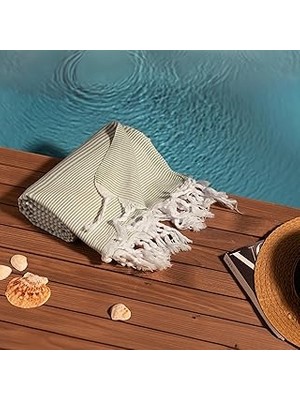 Nacario Soley | Stripe |%100 Doğal Pamuklu Peştemal Yeşil