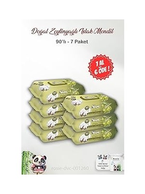 Nacario 7 Al 6 Öde Sleepy Doğal Zeytinyağlı Pamuklu Islak Bebek Havlusu 90' Lı Rosie