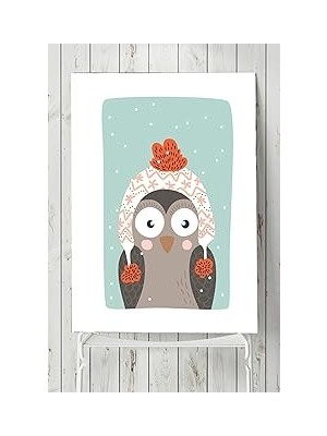 Nacario Postermanya (PSTER2820) Baykuş Kış Çocuk Odası Poster (90X130CM)