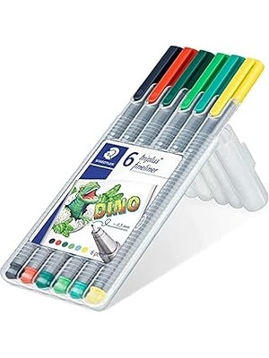 Nacario Staedtler 334 SB6CS10 Triplus Fineliner Dino 0.3 mm 6'lı Set Karışık Renk