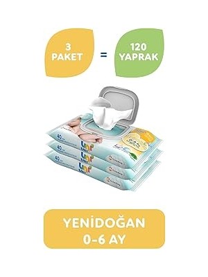 Nacario Uni Baby Yenidoğan Islak Mendil 3*40 Yaprak