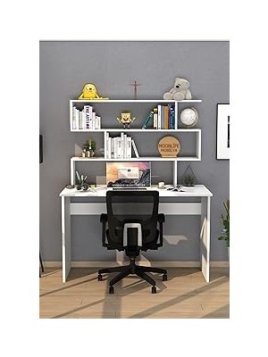 Nacario Moonlife Kaya Kitaplıklı Çalışma Masası Beyaz