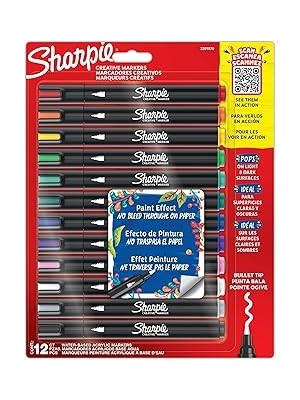 Nacario Sharpie Creative Marker Akrilik Boya Kalemleri | Yuvarlak Uçlu Su Bazlı Boya Kalemi | Mürekkep Kağı