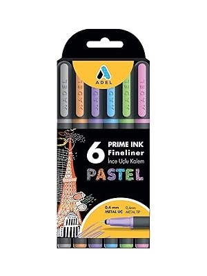 Nacario Adel Prime Ink Fineliner 6'lı Pastel Klasik Ince Uçlu Kalem