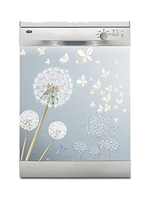 Nacario Bulaşık Makinesi Sticker Kaplama Beyaz Eşya Kaplama Tüy Çiçekler