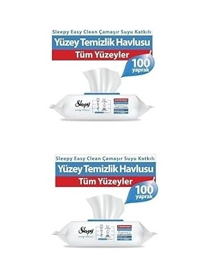Nacario Sleepy Easy Clean Çamaşır Suyu Katkılı Yüzey Temizlik Havlusu 2X100 (200 Yaprak)