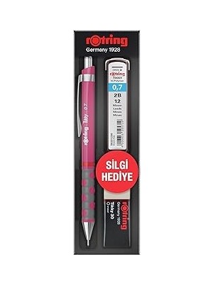 Nacario Rotring Tikky Rd 0.7+Min Silgi Hediyeli - Ahududu Pembe
