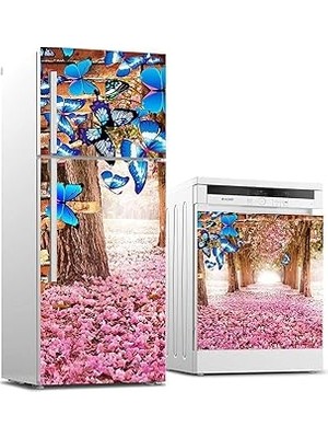 Nacario Buzdolabı Bulaşık Makinası Beyaz Eşya Sticker Kaplama Gül