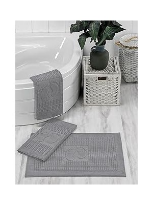 Nacario Ihvan Online 3'lü Banyo Abdest Su Emici Ayak Havlusu Paspası Seti Füme