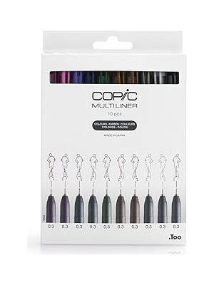 Nacario Color, 10 Adet Kalem, 10 Farklı Renkte, Çizgi Kalınlığı 0,3 Mm, Su Alkole Dayanıklı Pigment Müre