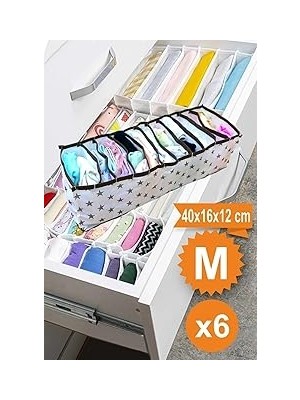 Nacario Helen's 6 Adet 11 Gözlü Çekmece Içi Akordiyon Organizer M 40X16X12 - Kumaş - Çekmece Içi