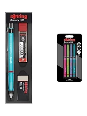 Nacario Rotring Visuclick Versatil Kalem 3’lü Okul Seti + Rotring Fineliner, Ince Keçe Uçlu Kalem 0.4 Mm, 4