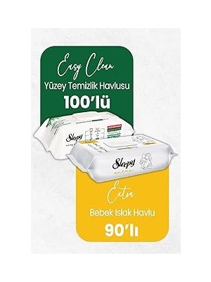 Nacario Sleepy Extra Islak Bebek Havlusu 90' Lı Temizlik Havlusu 100' Lü