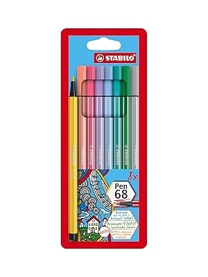 Nacario Stabilo Pen 68 - Keçe Uçlu Boya Kalemi - 8'li Paket - Pastel Renkler