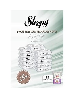 Nacario Sleepy 11 Al 10 Öde Evcil Hayvan Islak Havlusu 60'lı Bebe Temizleme Pamuğu