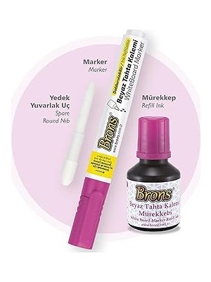 Nacario Brons Board Marker Set Pembe (Kalem + Mürekkep + Yedek Uç) [BR-9558]