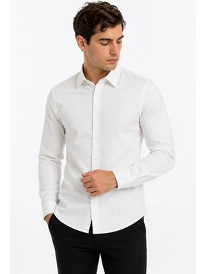 Modaplaza Erkek Saten Likra Slimfit Uzun Kol Gömlek