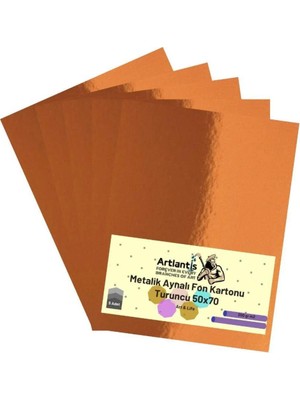Mikasso Turuncu 50X70 Metalik Aynalı Fon Kartonu 5 Adet 1 Paket Aynalı Metalik Fon Kartonu