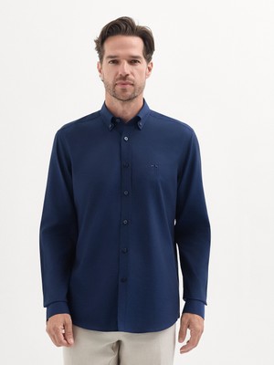 Karaca Lacivert %100 Pamuk Slim Oxford Gömlek