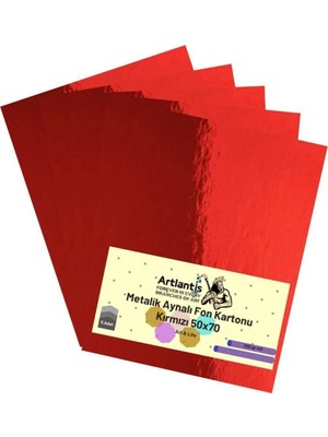 Mikasso Kırmızı 50X70 Metalik Aynalı Fon Kartonu 5 Adet 1 Paket Aynalı Metalik Fon Kartonu
