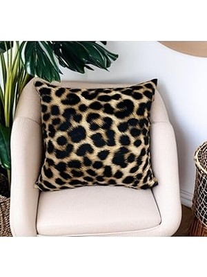 Nacario Asdiva Leopar Desen Çift Taraflı Dijital Baskılı Dekoratif Kırlent Kılıfı