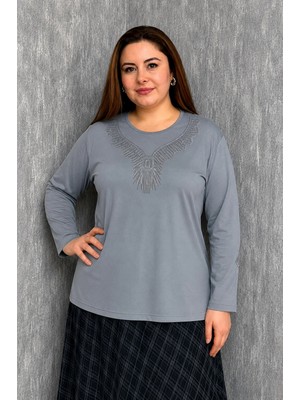 Modaplaza Kadın Taşlı Nakışlı Anne Bluz 007