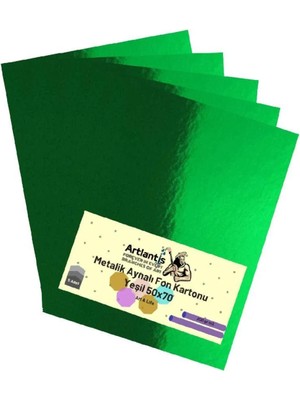 Mikasso Yeşil 50X70 Metalik Aynalı Fon Kartonu 5 Adet 1 Paket Aynalı Metalik Fon Kartonu