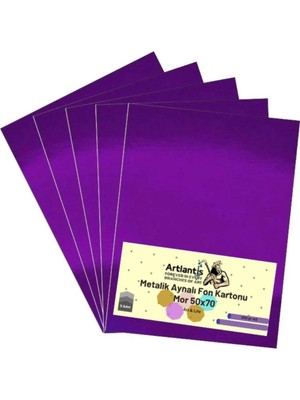 Mikasso Mor 50X70 Metalik Aynalı Fon Kartonu 5 Adet 1 Paket Aynalı Metalik Fon Kartonu