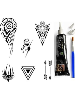 Nacario Tribal Hint Kınası ile Geçici Dövme Yapma Seti Fırça Hediyeli