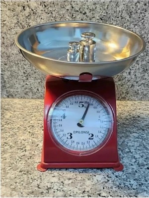 Renas Store 5 kg Retro Nostalji Mutfak Tartısı Analog Terazi Metal Malzeme ile Şık Tasarım