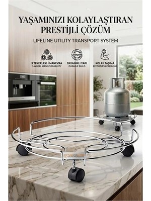 Renas Store Tekerlekli Saksı Tüp Damacana Altlığı - Taşıyıcı Mutfak Tüpü Taşıyıcı 423534