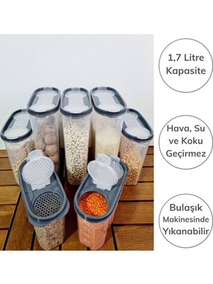 Renas Store 2 Kapaklı Ölçekli Erzak Kuru Gıda Saklama Kutusu Kabı - 1,7 Litre - SA935 (5528)