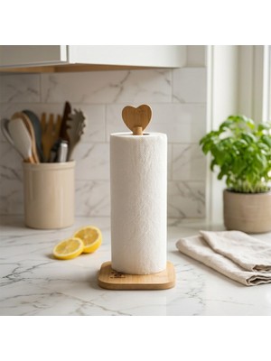 Renas Store Kare ALTLIK=12X12CM Ahşap Bambu Kağit Havluluk Kalp Başli Sap=28.5cm (5528)