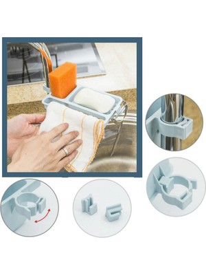 Renas Store Musluğa Takılan Sünger Havlu Askılı Sabun Hazneli Mutfak Banyo Lavabo Düzenleyici Organizer (5528)