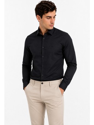 Modaplaza Erkek Saten Likra Slimfit Uzun Kol Gömlek
